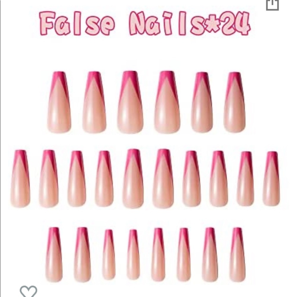 24 Pc. PINK FRENCH GLUE ON NAILS